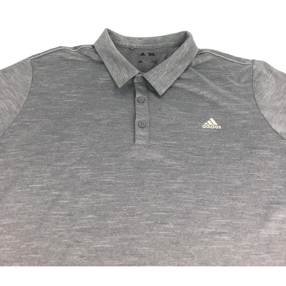 Adidas Men's Polo Golf Shirt XL Short Sleeve Gray and White Blended + Trim 88387 - Picture 3 of 11
